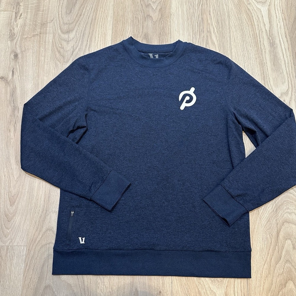 Vuori Ponto Performance Crew Men Large Navy Long Sleeve Sweatshirt EUC‎ Peloton